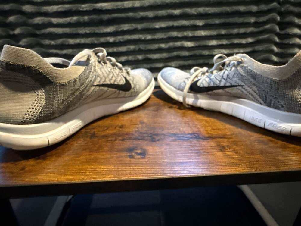 Nike Free 4.0 Flyknit Men's Running Shoes Pure Platinum/Black-White - Picture 6 of 7